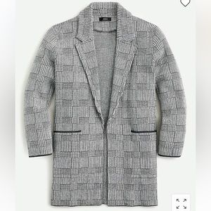Like New J.Crew Sophie Open-Front Sweater-Blazer in Glen Plaid